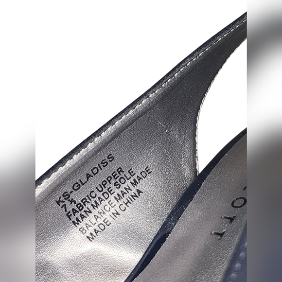 KAREN SCOTT navy blue bow kitten heel slingback pointy toe size 7.5 - Picture 4 of 6